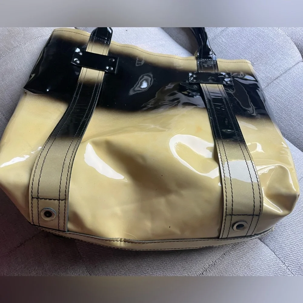 stephane verdino  Black and Gold Tote Bag big handbag  gloss - Picture 10 of 12